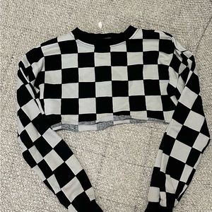 Forever 21 cropped checkered sweatshirt